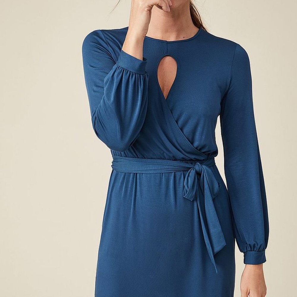 NWT Amour Vert Aspen Modal Dress Blue Wing Teal L